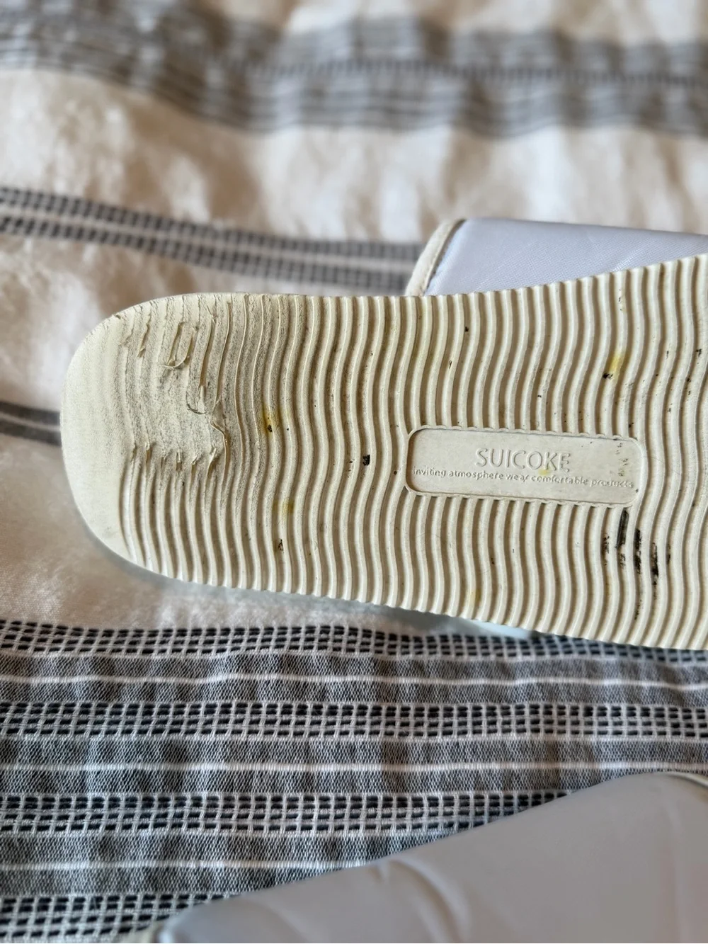Suicoke Cream/White Slide Sandals Straps